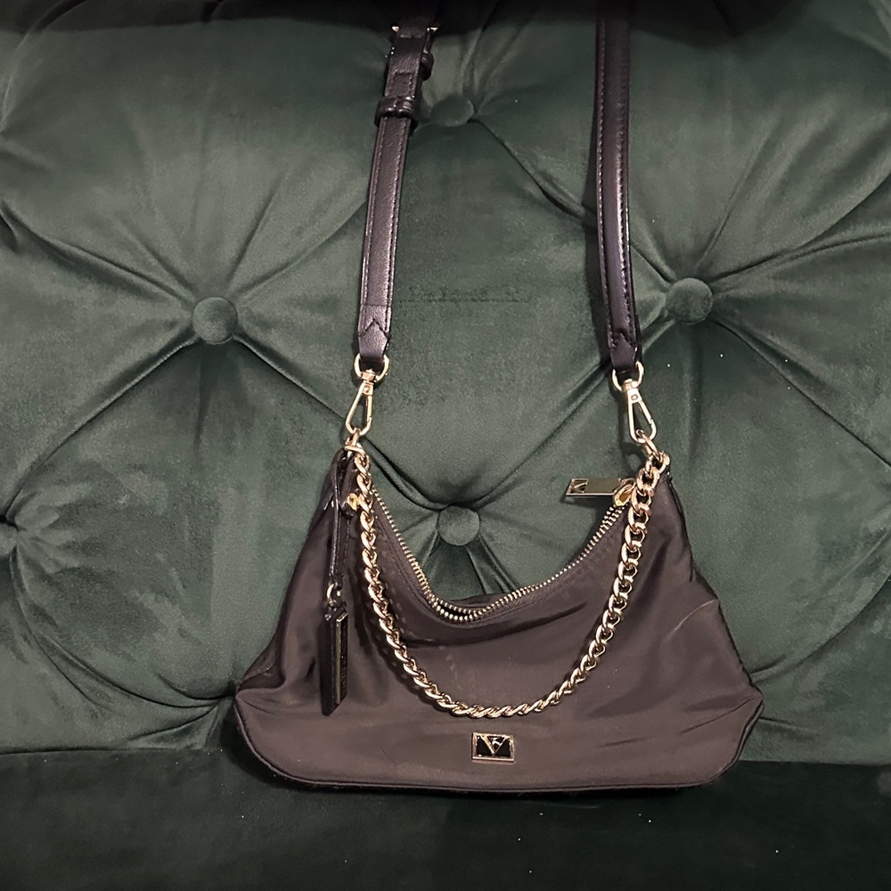 Victoria's Secret Black Shoulder Bag with Gold Chain